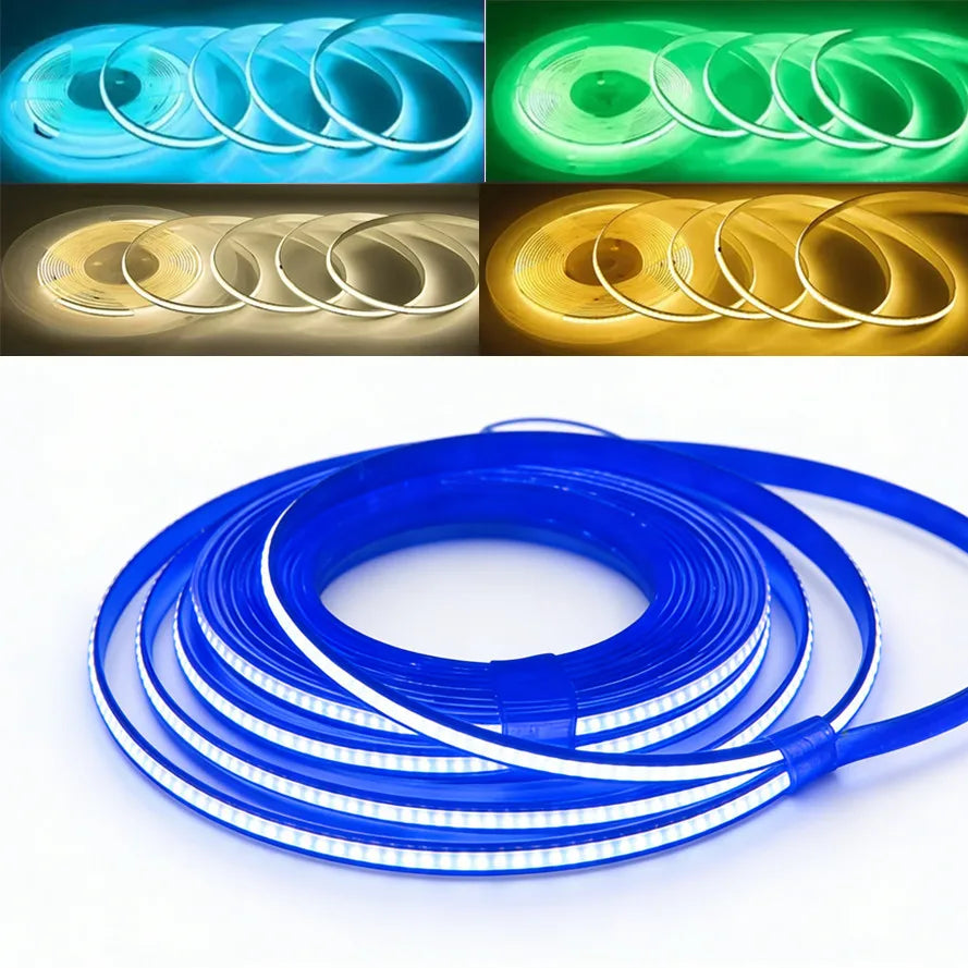 320Leds/M 8mm COB LED Strip DC 12V 24V Flexible High Bright Tape LED Light Bar Ice Blue White Red Green Pink Yellow LED Lighting