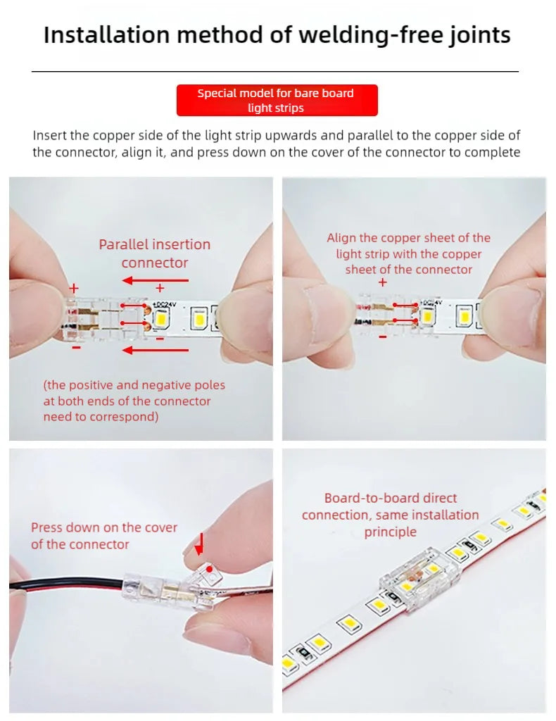 SMD Crystal Joint 2 3 4 5Pin LED Wire Connectors Solderless For 5mm 8mm 10mm Quick Terminal Block Strip Light Wire Connection