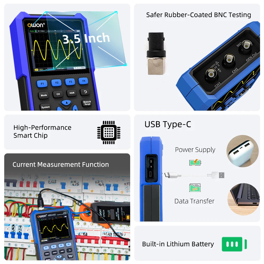 OWON HDS200 Series Handheld Digital Oscilloscope Portable 2CH Multimeter High Precision Electronic Repair Laboratory Test