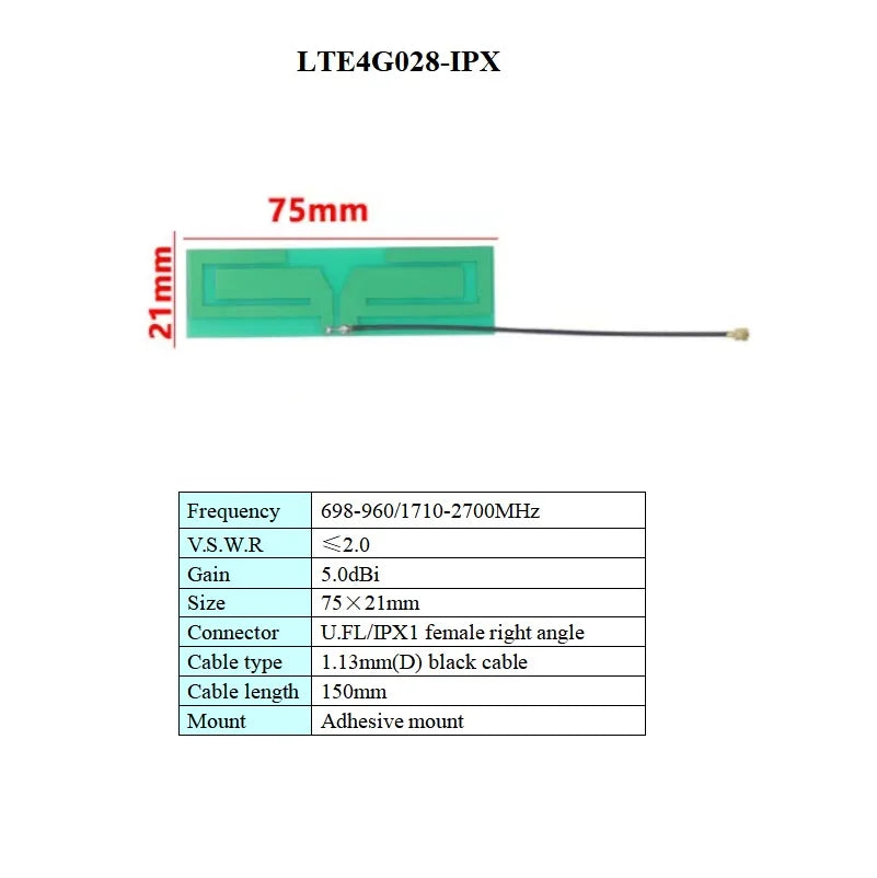 Adhesive Mount U.FL IPX Flexible 698-960/1710-2700MHz GSM 3G 4G LTE NB-IOT FPC PCB Aerial Internal Built in LTE 4G PCB Antenna