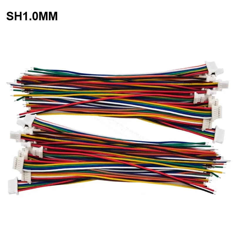 10pcs SH1.0/1.25 ZH1.5mm XH2.54/PH2.0mm Single Head Male Plug Connector 2P/3/4/5/6/7/8/9/10Pin 10cm 20cm Wire