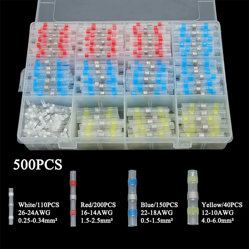 Waterproof Heat Shrink Butt Splices for A Secure Corrosion-Resistant Seal All-in-One Solder Seal Wire Connector Kit With Box