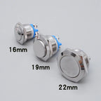 20pcs 16/19/22mm Momentary Reset Metal Push Button Waterproof Switch Screw Terminal Doorbell PC Power Switch Flat High Head 1NO