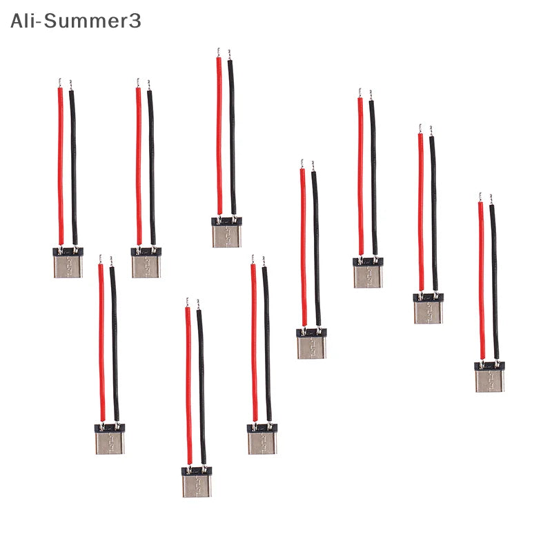 10Pcs Micro USB Type-C 2Pin Horizontal 2P Simple Soldered Female Plug-in Board Quick Charging Connector