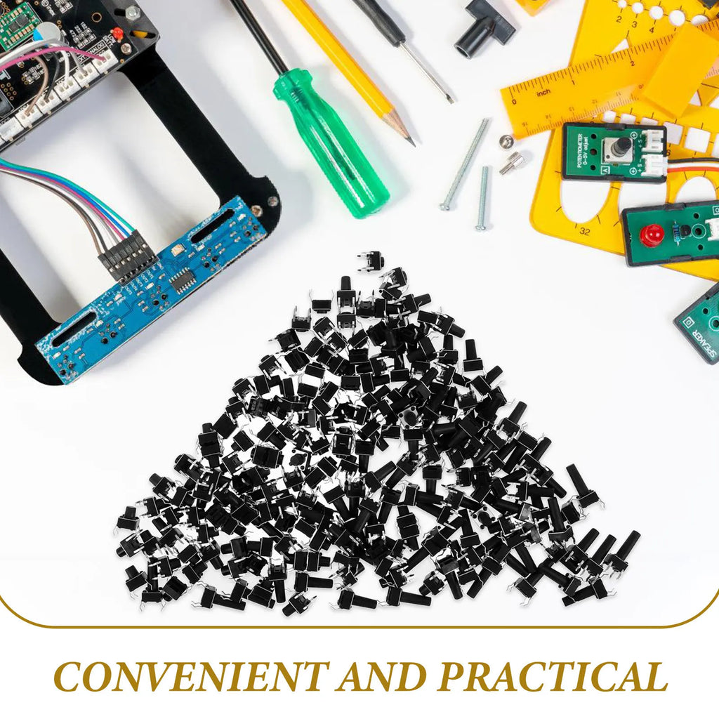 200Pcs Momentary Tactile Push Button 4 Pin Assortment Kit Breadboard Electronic Circuit Prototyping Repair