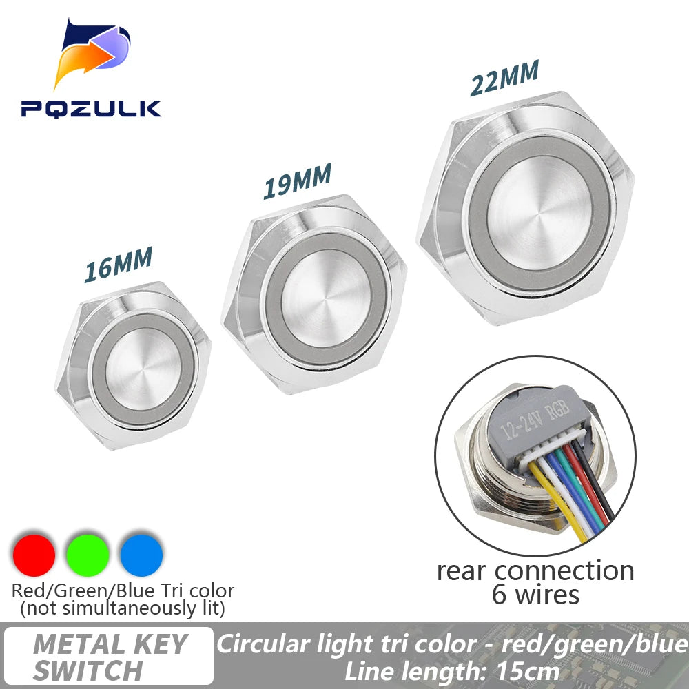 Ultra Short Push Button Switch Waterproof 16/19/22mm 12V 24V led light Momentary Self-reset Wiring Buttons without fixation