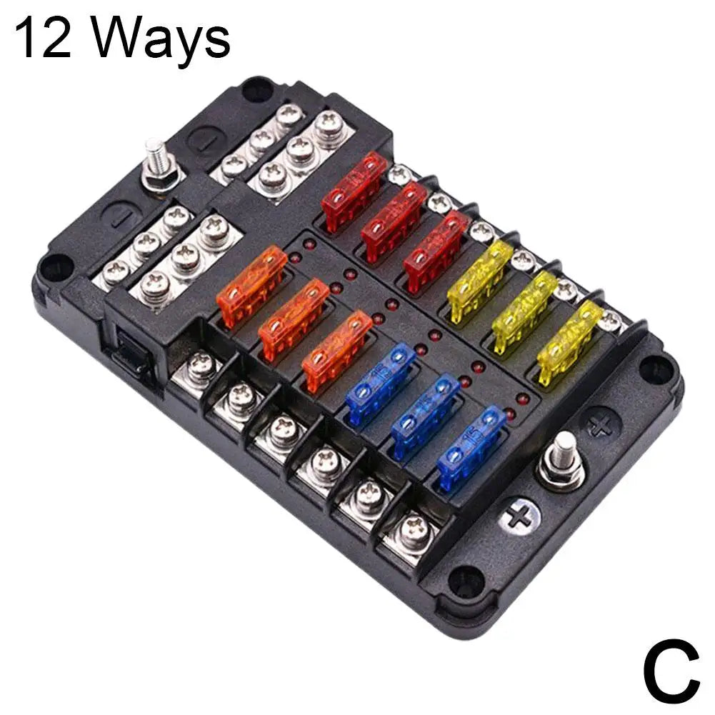 6/12 Way 12-24V Car Boat Fuse Blade Fuse Box Holder With Plastic Cover For Power Panel Board Camper Fuse