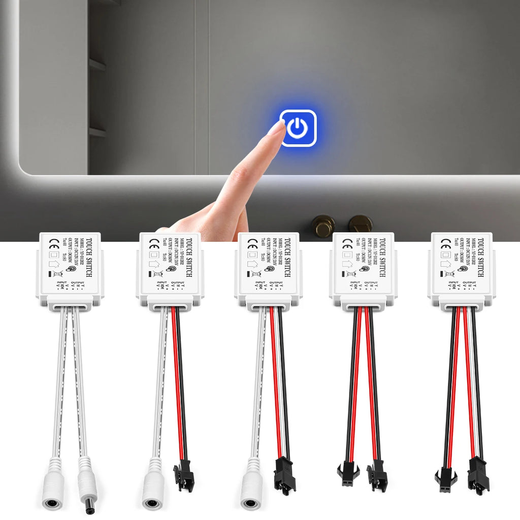 HOT DC12V-24V Dimmable Touch Sensor Switch For Single Color/ CCT Adjustable LED Strip Light Bathroom Mirror Backlight Switch