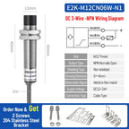 ZHICAN E2K M12 M18 Capacitive Proximity Sensor 30mm Long Range Plastics Glass Wood Metals Nonmetal Material Detection Switch