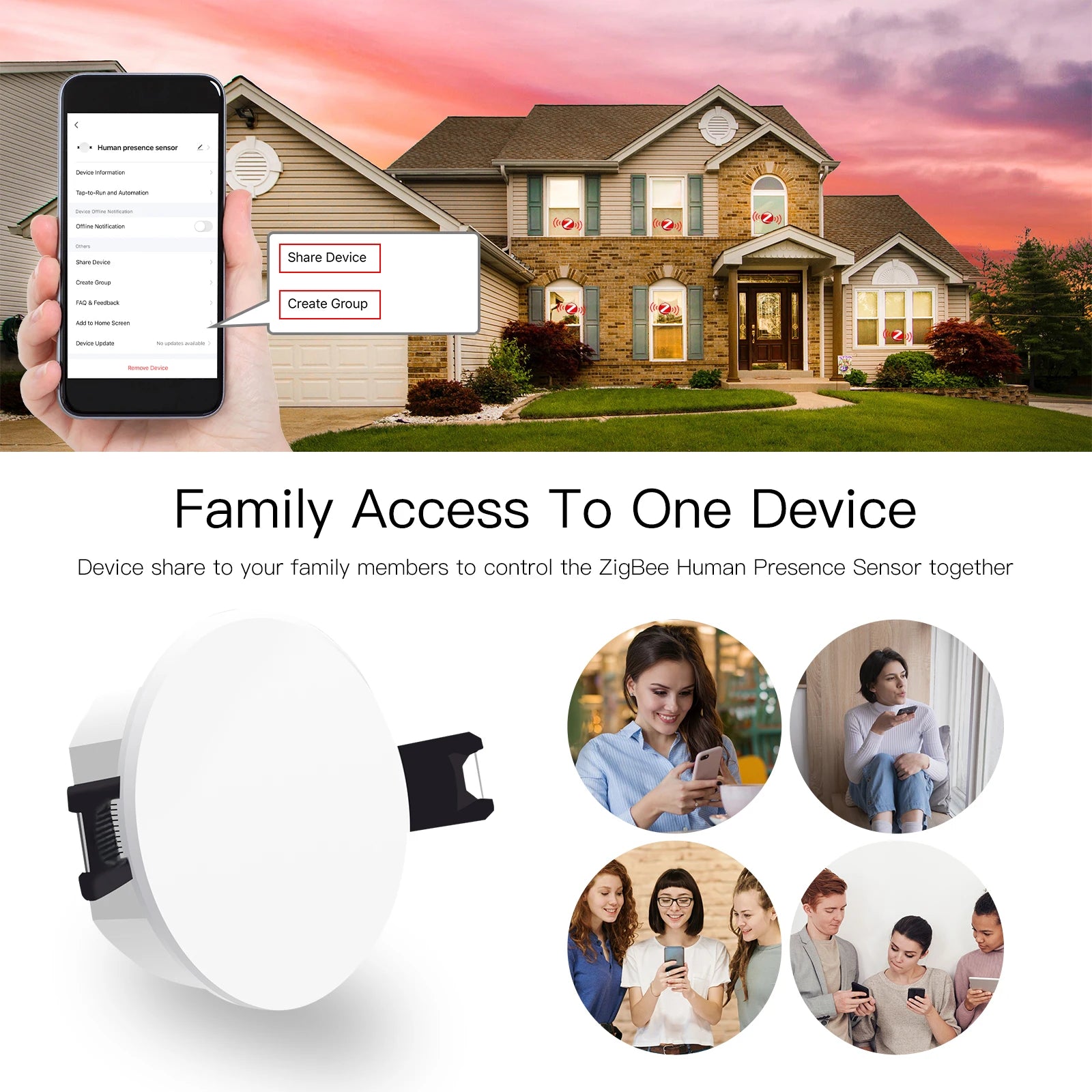 Tuya Smart ZigBee/WiFi Human Presence Detector Radar Detection Sensor Photometric 2 in 1 Function Smart Life Ceiling PIR Hub