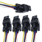 5Pcs Automotive Relay 12V or 24V 5Pin 40A Car Relay with Black Red Copper Terminal Auto Relay Socket SPDT Harness Cable