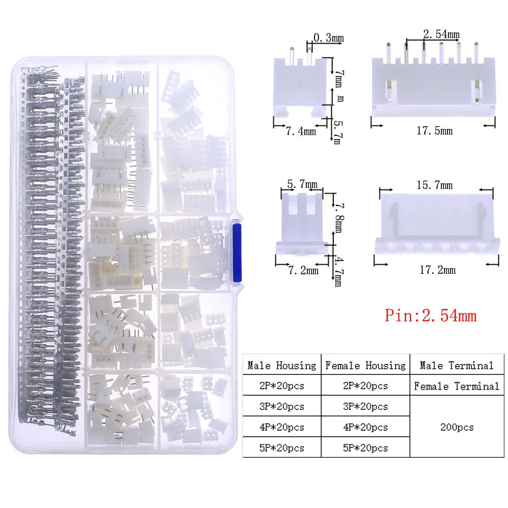 1.25mm PH2.0mm XH2.54mm MX3.0mm VH3.96mm Pitch Terminal Male Female Pin sm Dupont Connector Kit