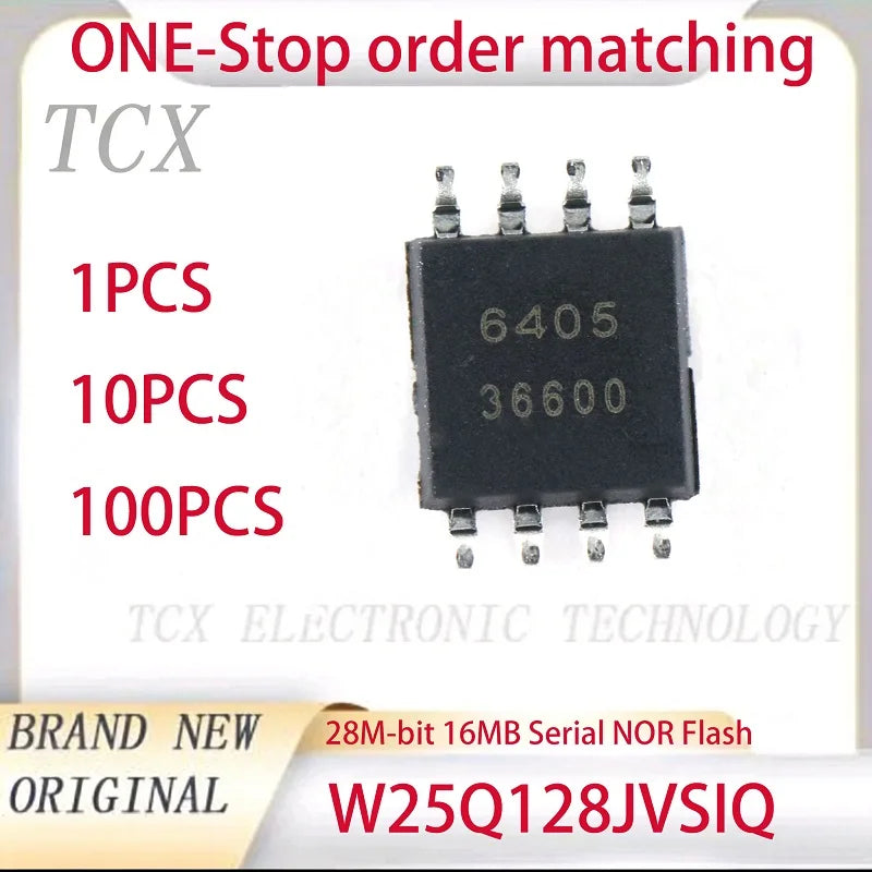 W25Q128JVSIQ W25Q128JVSQ W25Q128 128M-bit 16MB Serial NOR Flash Memory SPI Dual Quad SPI 133MHz SOIC-8 SOP8 208mil Original New