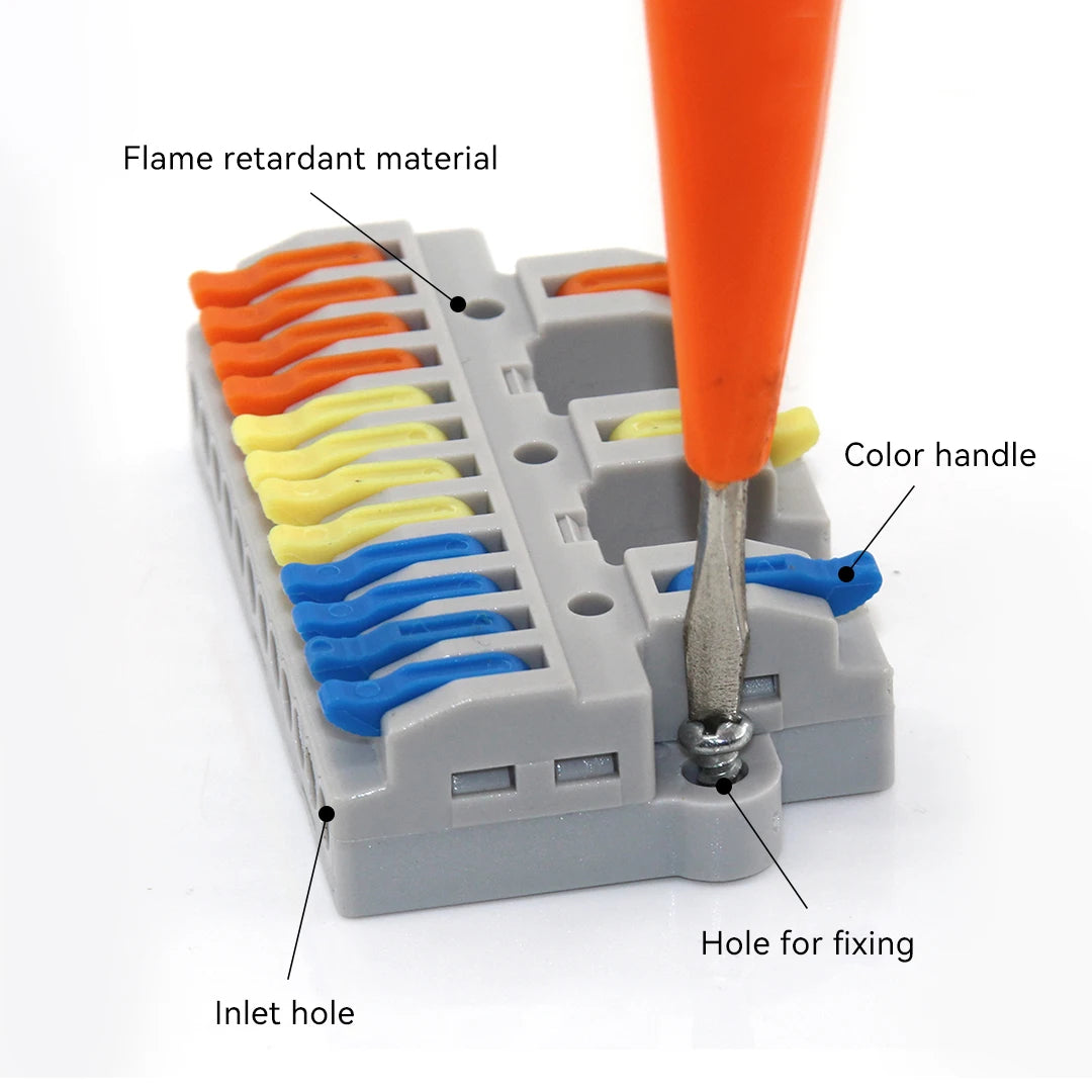 5/10 PCS Universal Wiring Cable Connectors Push-in Can Combined Butt Home Terminal Block Multiple In Multiple Out with Fixing