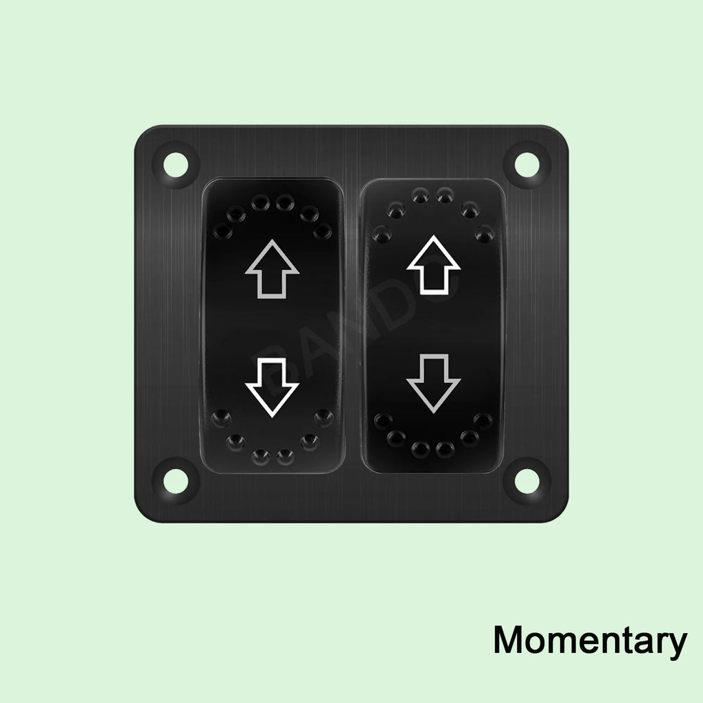 UP DOWN ARROWS Momentary Rocker Switch 7P (ON)-OFF-(ON) DPDT Retractive Switch + Wires for Car Boat Marine Vehicle Yacht Ship