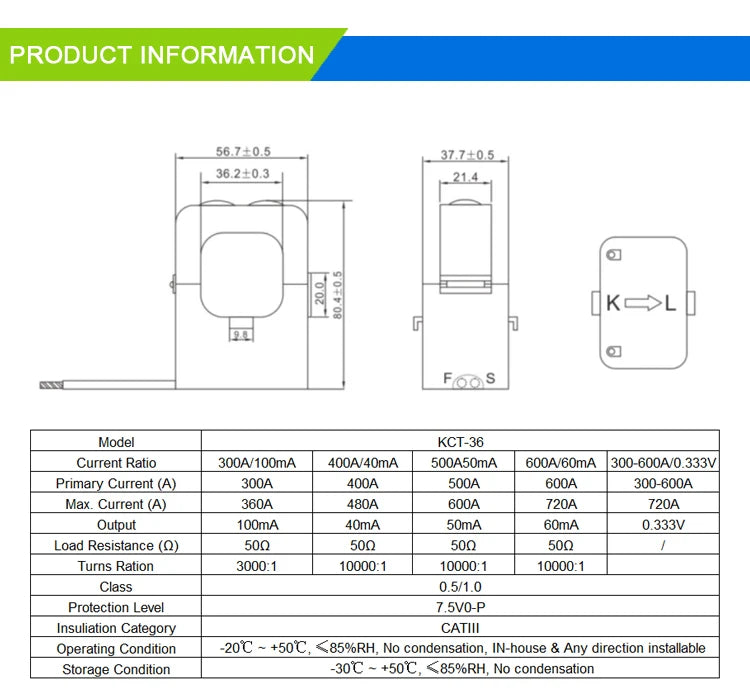 KCT-36 Split Core Current transformer AC Current Sensor clamp on current transformer from ASCT