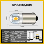 4PCS 6.3V BA9S 2 SMD 3030 LED Non Polarity 6V 12V 24V 110V 220V Car Bike Pinball Machine White Yellow 3000K