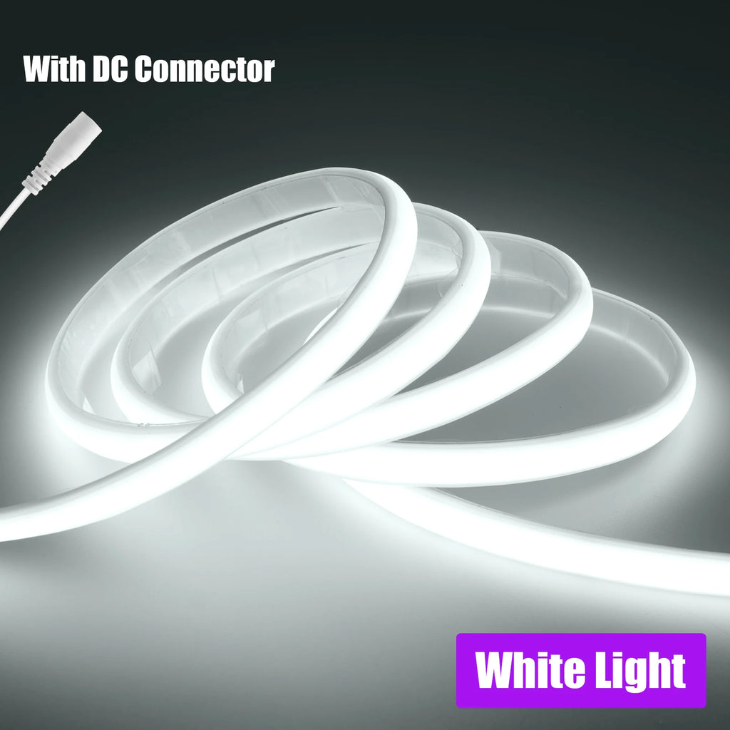 DC12V 24V COB Strip With 2PIN /DC Cable IP67 Waterproof Outdoor Home Decor Flexible Ribbon Rope LED Neon Light 3000K 4000K 6000K