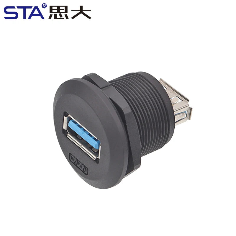 IP67 Waterproof Threaded Type EP Panel Board Female to Male Front Mounted USB 2.0/3.0 Socket Adapter Circular Aviation Connector
