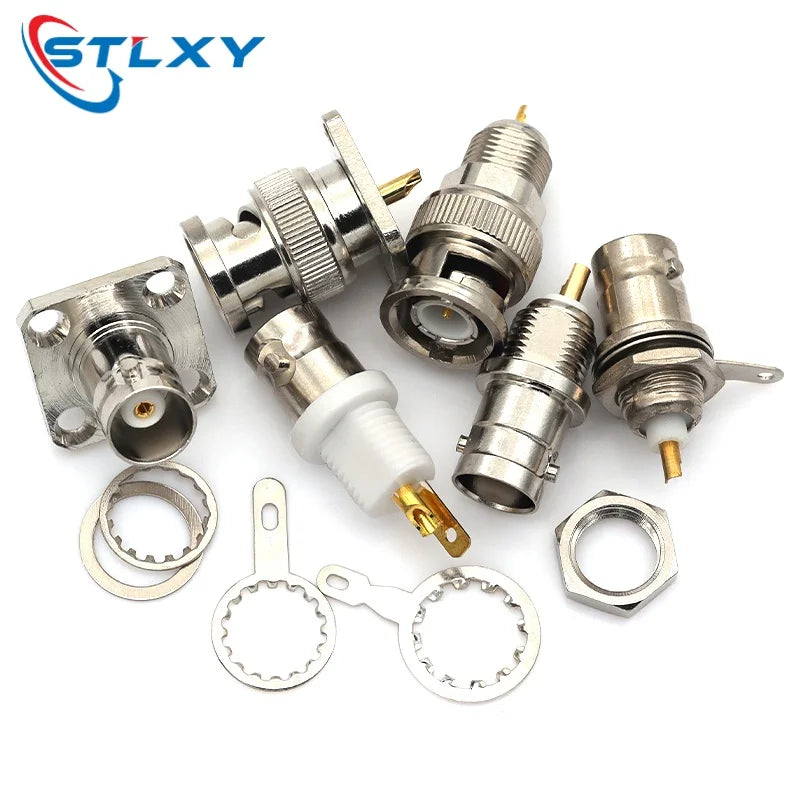 Stlxy 1PCS BNC Female Socket Solder Connector Chassis Panel Mount Coaxial Cable For Welding Machine Parts 50 ohm Q9 BNC-50KY