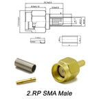 50-1.5 Cable SMA Male Female Straight Connector Gold Plated RP-SMA Crimping Adapter For RG178  RG316 RG174 LMR100 Wholesale