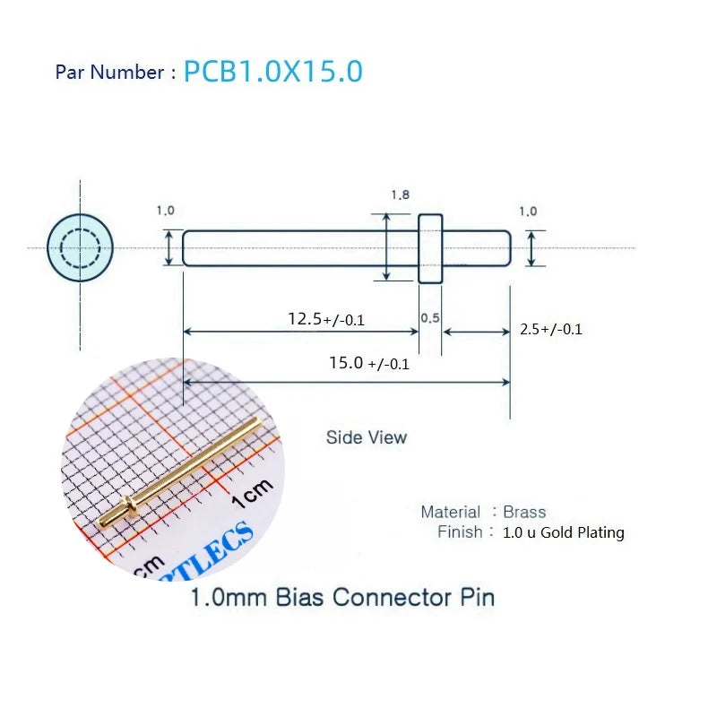 100/2000 Pcs Printed Circuit Board Male PCB Pins Gold Plated Press-Fit Tip Header Diameter 1.0 1.3 MM Brass Bias Connector Solid
