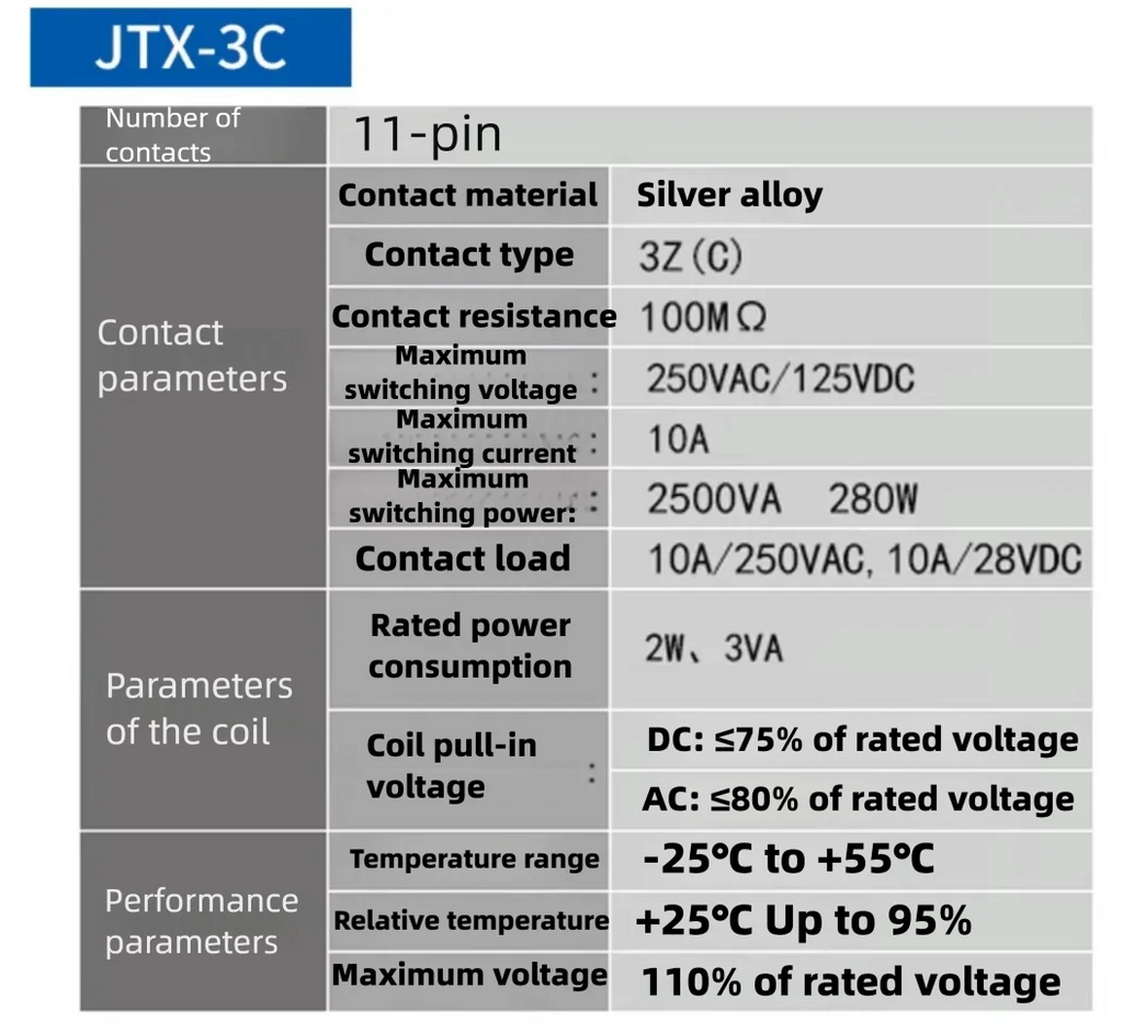 CHINT small electromagnetic relays JTX-2C JTX-3C 8-pin 11-pin AC220V AC380V DC24V DC12V intermediate relays