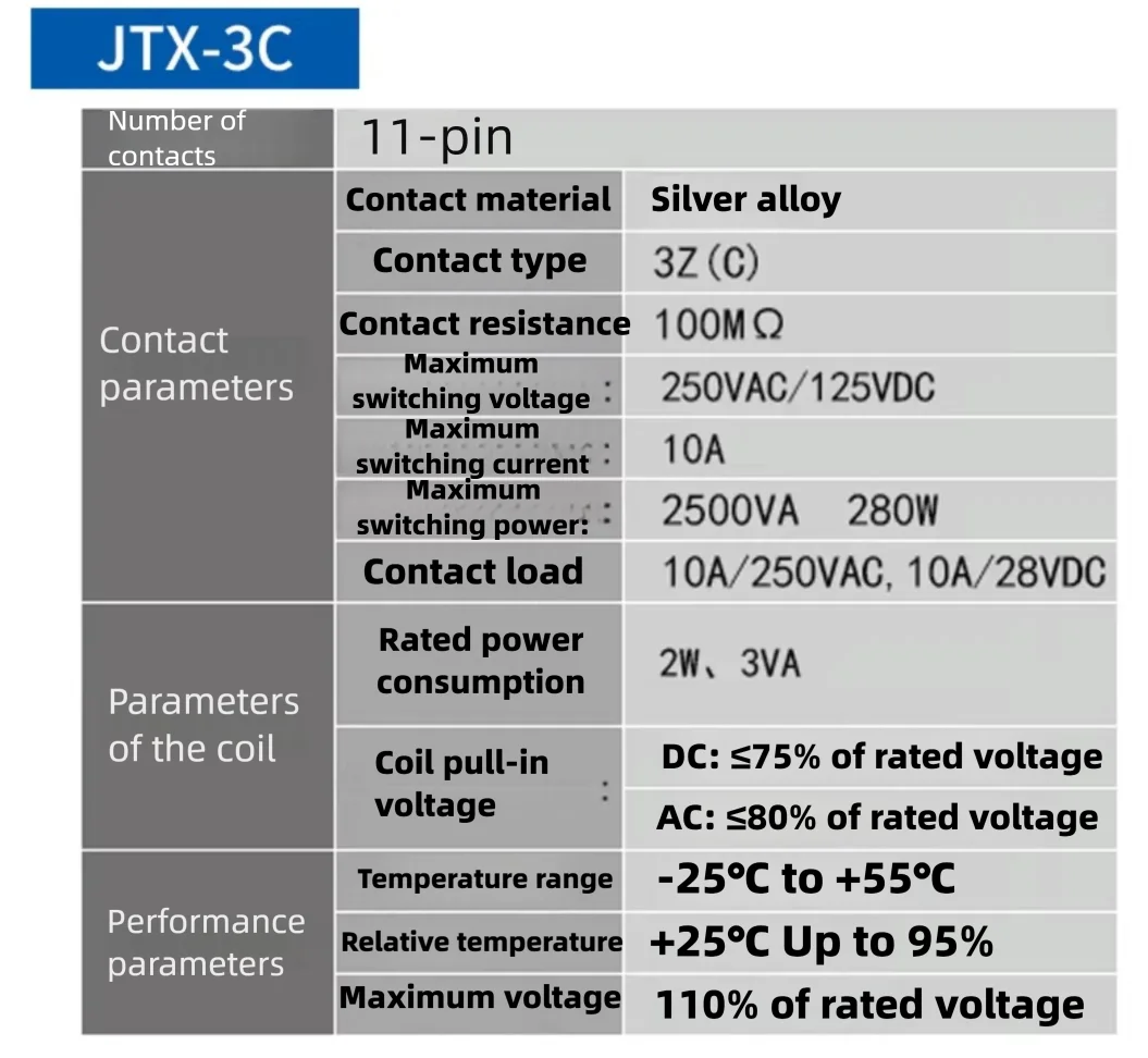 CHINT small electromagnetic relays JTX-2C JTX-3C 8-pin 11-pin AC220V AC380V DC24V DC12V intermediate relays