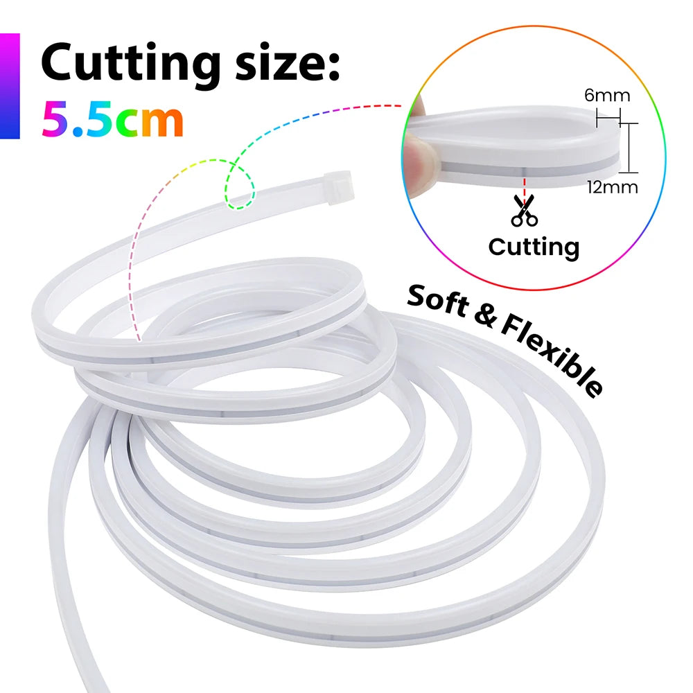 5V Bluetooth RGB LED Neon Strip Light 1M 2M 3M 3AA Battery Box 17Key 24key 44key Remote Control 108Leds/M Waterproof Room Decor