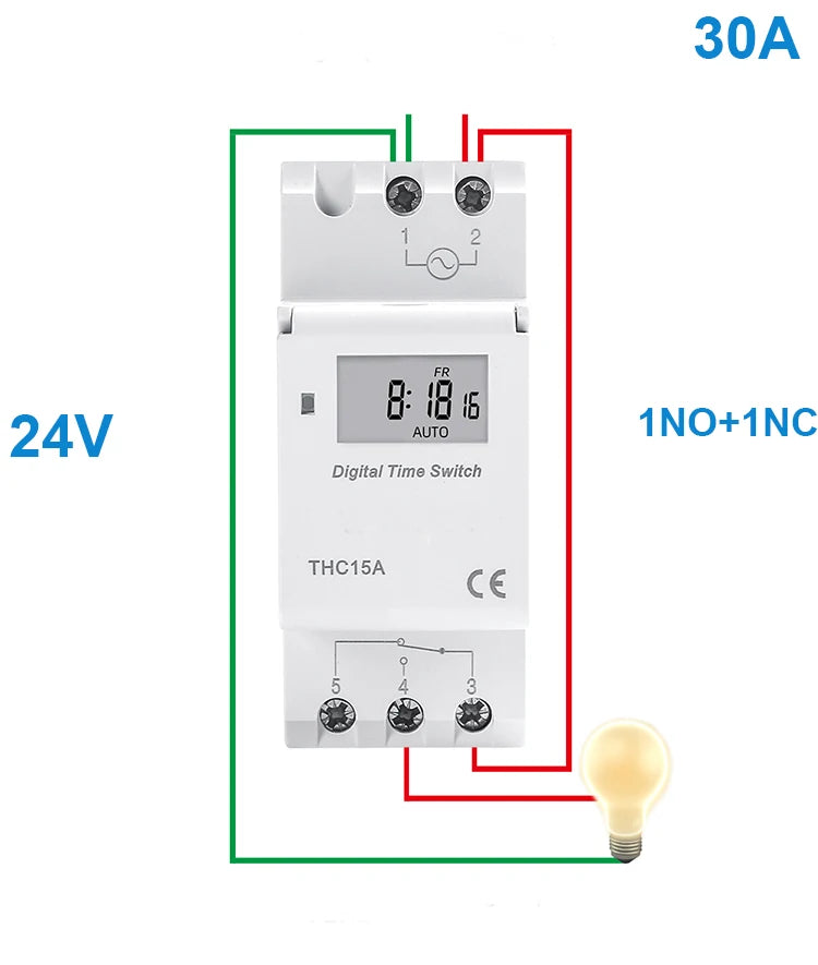 Electronic Weekly 7 Days Programmable Digital TIME Relay Timer Switch Control AC 220V 230V 12V 24V 30A Din Rail AHC30A  THC30A