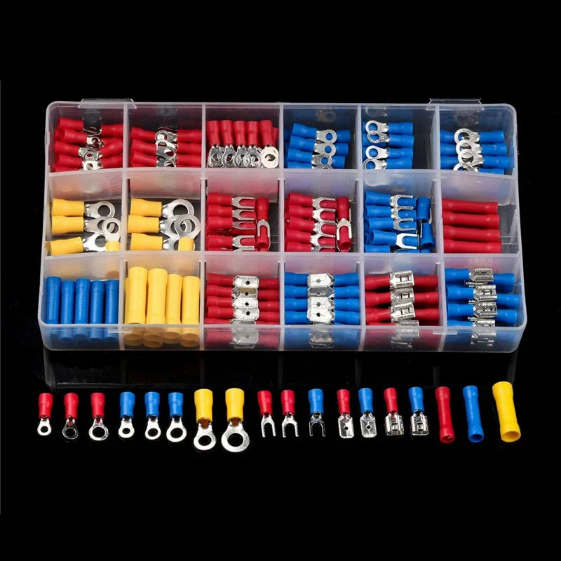 102/280/300/480PCS Insulated Cable Connector Wire Crimp Spatula Butt Ring Fork Kit Ring Lug Rolled Terminal Kit
