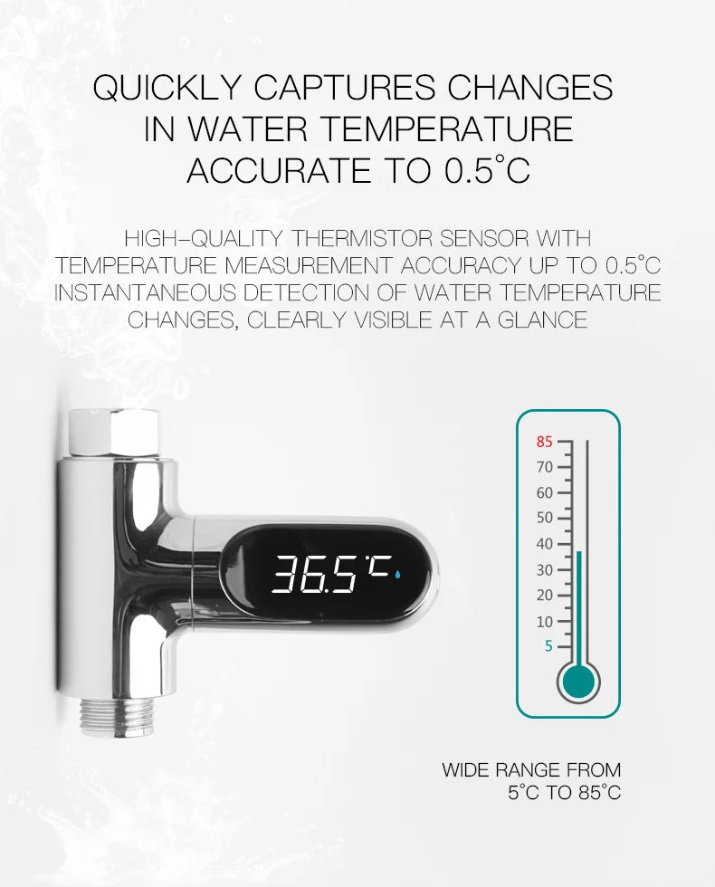 Universal Shower Head Hot Tub Water Temperature Monitor Electricity LED Display Bathing Temperature Meter Bathroom Accessories