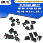 100PCS Rectifier diode M1 M4 M7 SS12 SS14 SS16 SS24 SS34 SS36 SS110 SS210 SS210 US1M RS2M ES1D DO-214AC Schottky diodes