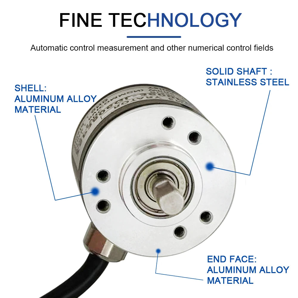 AUCHTEL 38mm Incremental Rotary Encoder 6mm D Shaft Optical Switch AB Z Phases 10-1024-3600 PPR 5-24VDC