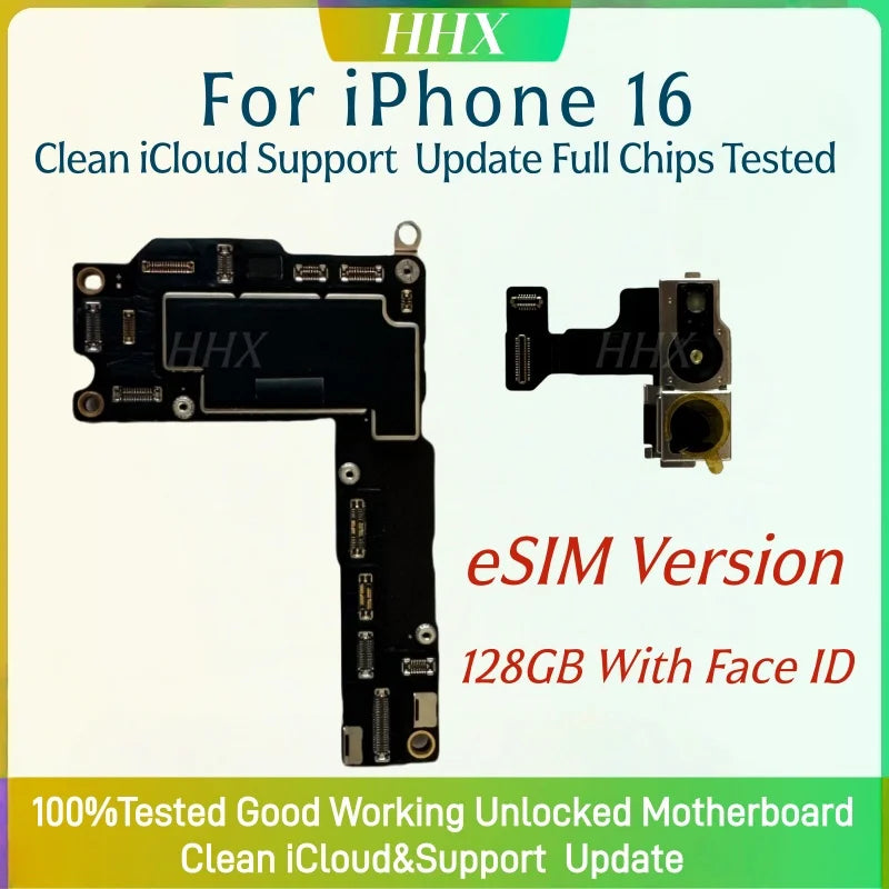 512GB Mainboard Clean ICloud With System For iPhone 16 256GB Logic Board 128GB Full Function Support Update Face ID Motherboard