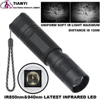 Professional Focus Night Vision Hunting Torch, Tactical Infrared Radiation Zoomable LED Flashlight, IR 850nm, 940nm, 10W