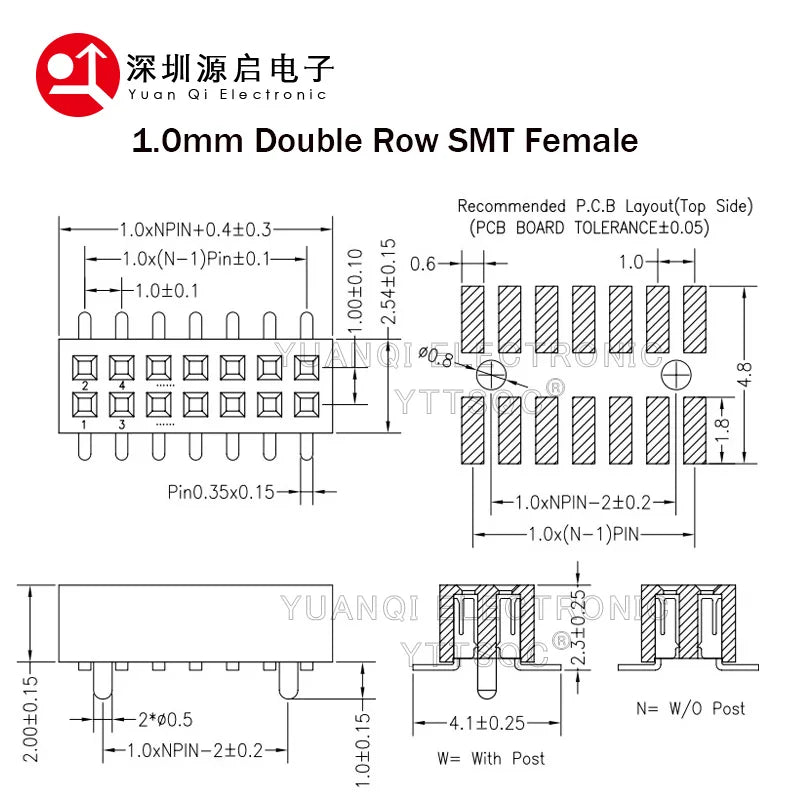 1.0mm Pin Header Connector Single Double Row 1*50P 2*50P SMD SMT Male Female Header Straight Pin Right Angle R/A Socket 1X50pin