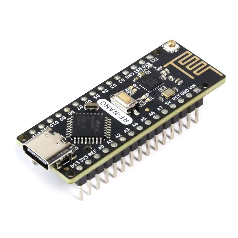 1-5PCS RF-Nano for Arduino Nano V3.0 Type C Nano Board ATmega328PB CH340 Integrate NRF24L01+ 2.4G Wireless for RF24 Library
