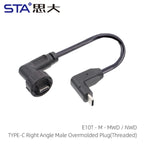 Type-C 3.0 IP67 Waterproof Connector Straight/Angled Male to Male/USB Adapter Molded Cable 0.5/1/2M Fast Charging 10Gbps PD 60W