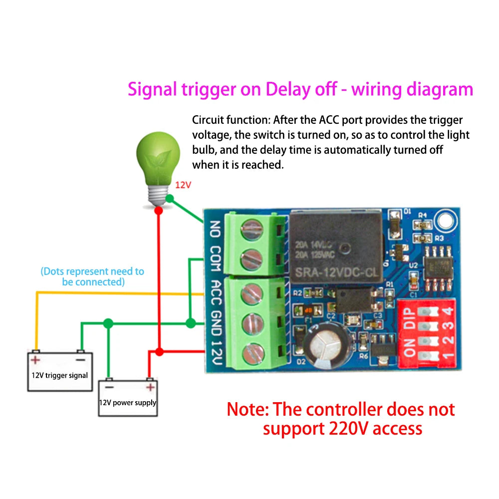 12V Delay Relay Delay Turn On /  Turn Off Switch Module With Timer Car Modification Single Chip Control Time Period Optional