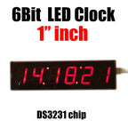 6Bit Digital Clock 1inch Led Digital Tube Time 12/24 Hour Display Mode Hour Minute Seconds DS3231 Chip Clock Type-C USB POWER