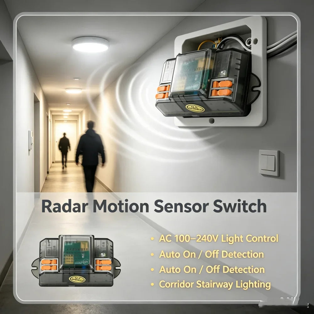 Ac 110v-220v Human Presence Sensor Switch 24ghz Microwave Radar Controller Detection Micro-motion Intelligent Sensor Switch