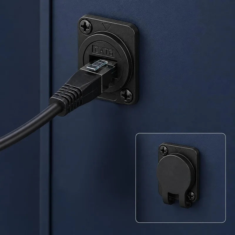1-4PCS RJ45 Panel Mount Coupler Shielded D-Type RJ45 Connector CAT6 Female To Female LAN Network Bulkhead Pass Through Socket