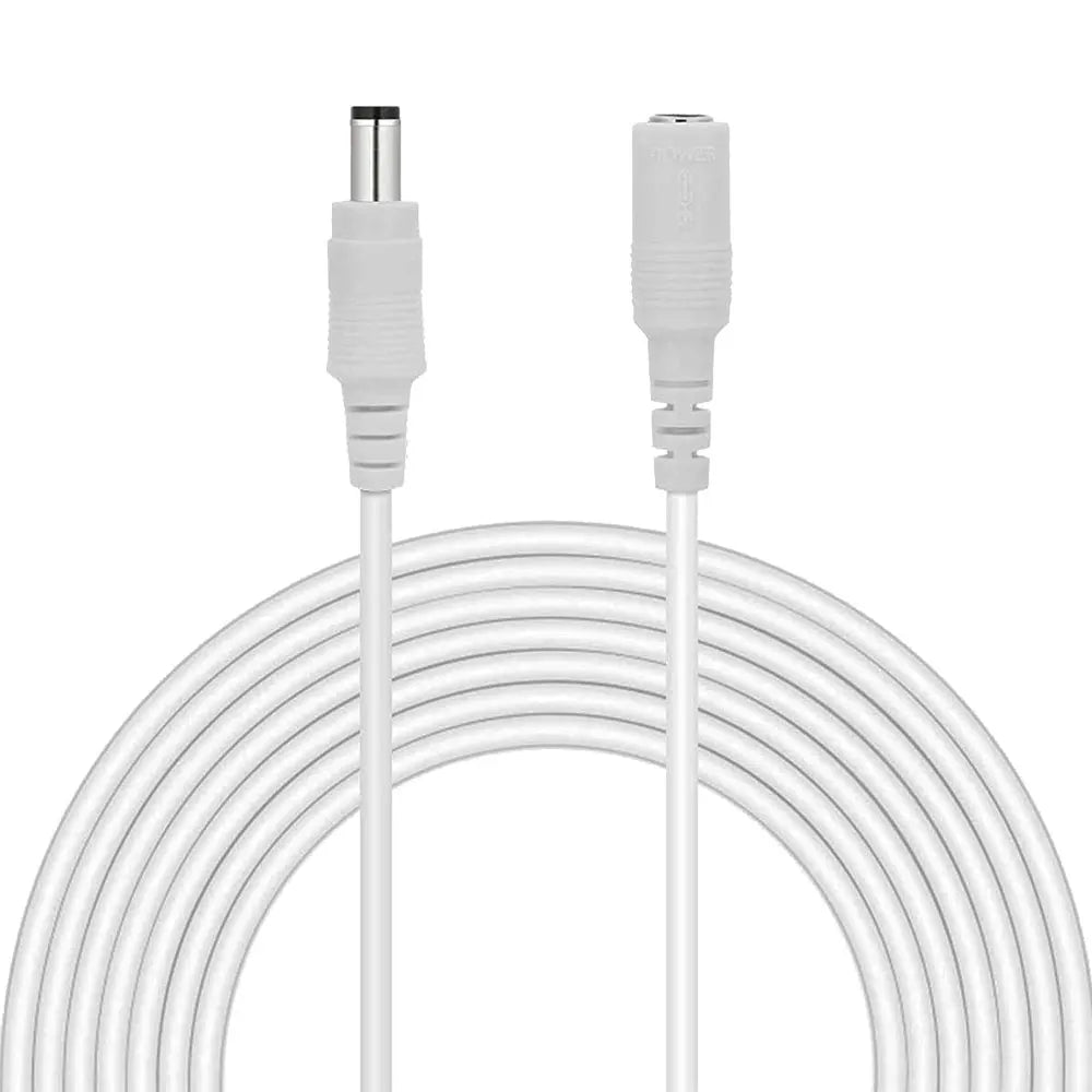 DC Power Extension Cable 12V White Cable Connector 2M 3M 5M 10M 20M Extender Cord 2.1x 5.5mm Female to Male For LED Strip Camera