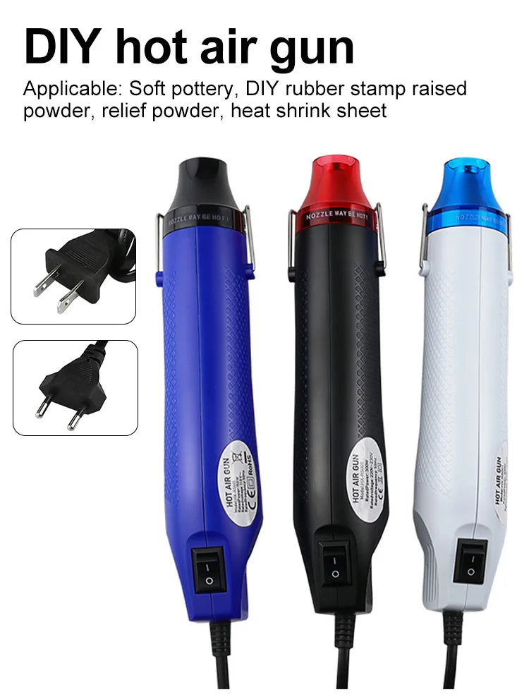 110V/220V Mini Heat Gun Hot Air Gun for Crafts Epoxy Resin Shrink Wraping, US/EU Plug, Multiple Colors Available
