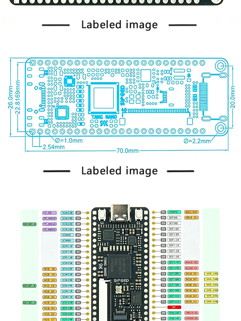 Tang Nano 9K FPGA Development Board GOWIN GW1NR-9 Chip Support RISC-V PicoRV Soft Core HDMI Output Breadboard