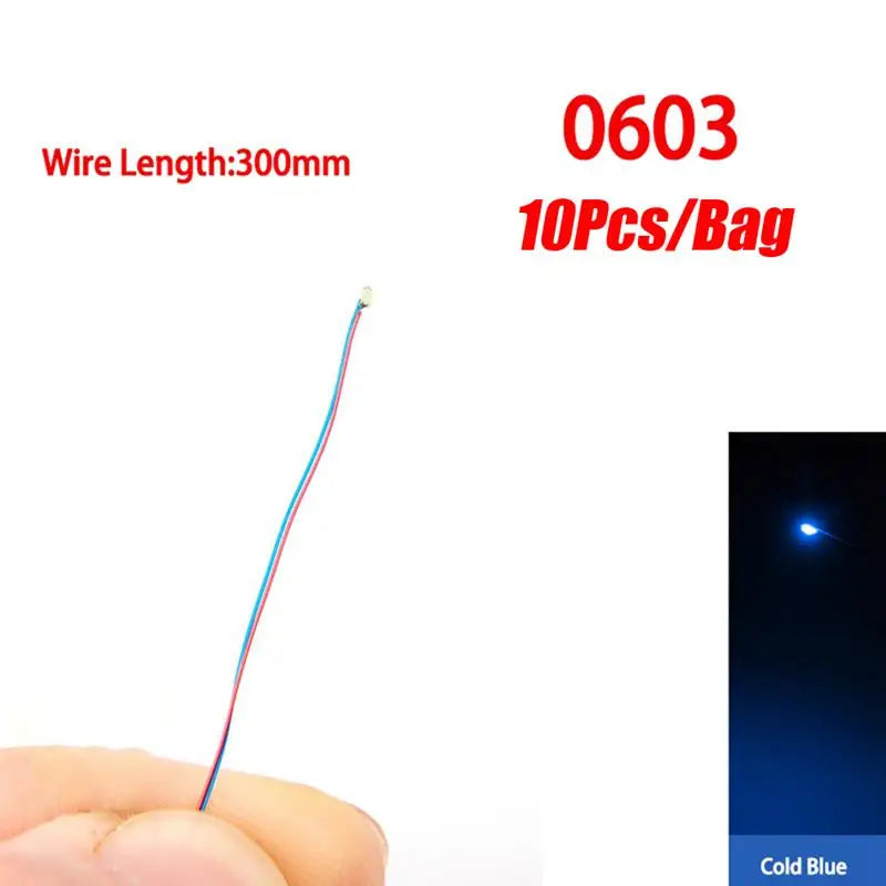 10Pcs/Set DIY Model Kits LED 0402 0603 0805 1206 SMD Lamp Wired Micro LED Chip 3V 30cm Pre-Soldered Miniature Scenes Toy Lights