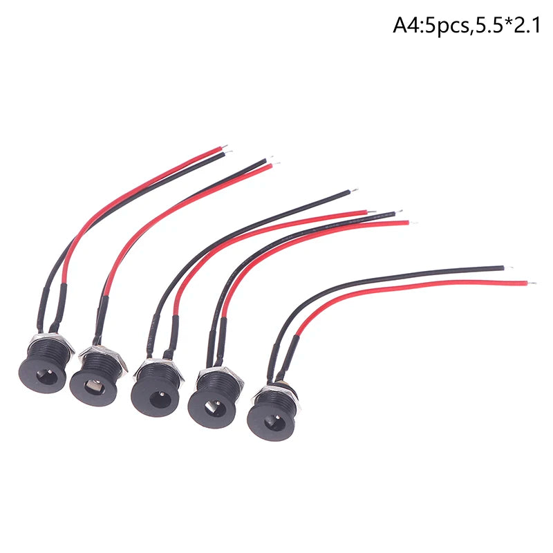 5/10pcs 5.5 X 2.1mm 5.5*2.5mm Convenient Snap Type DC Power Jack Socket Female Panel Mount Connector Port