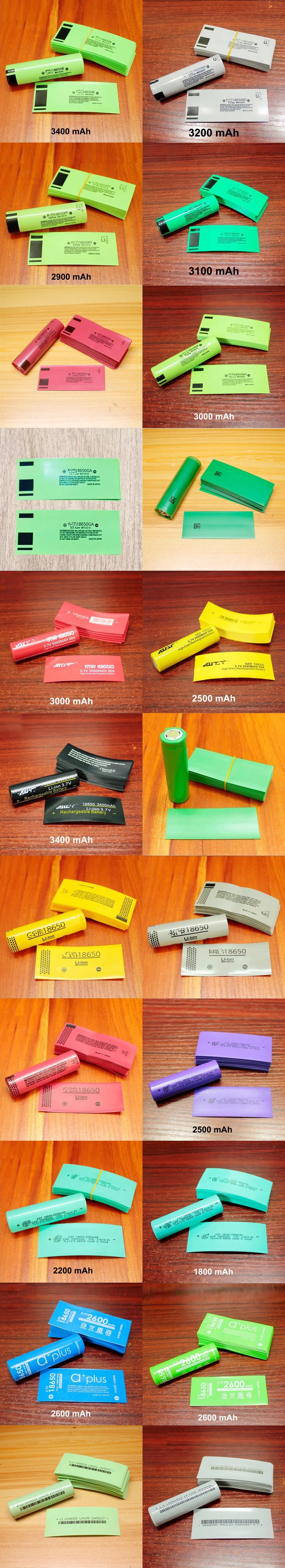 100pcs/lot 18650 lithium battery shrink film PVC heat shrinkable tube battery packaging skin packaging insulation tube
