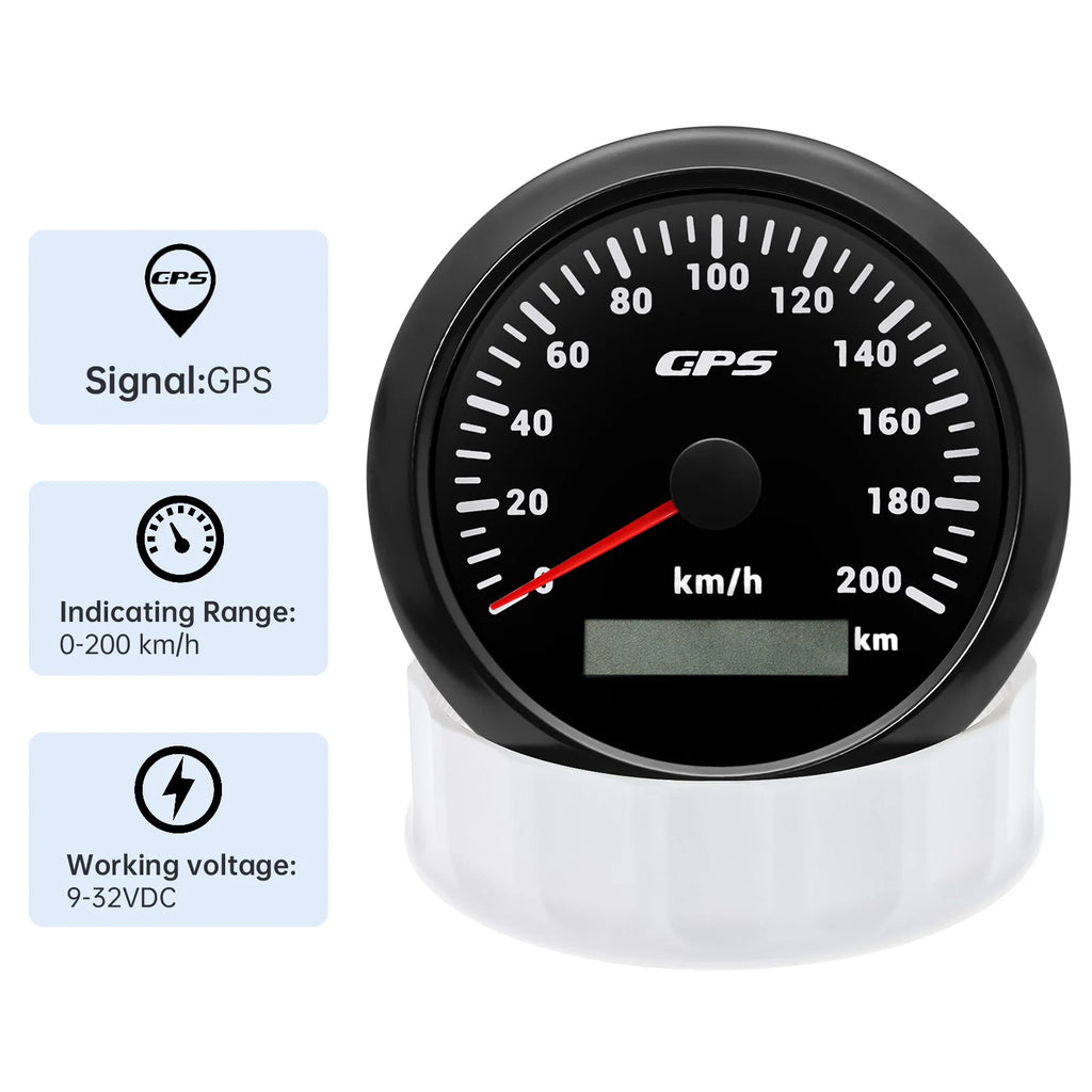 60/120/200KMH 85MM GPS Speedometer Gauge 7 Color Light with GPS Antenna Waterproof Motorcycle Boat Car Truck Speed Gauge Meter